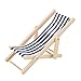 PULABO Chaise de plage pliable miniature à rayures bleues Modèle en bois Mini chaise longue de loisirs pour accessoire de jardin de maison de poupée Pratique et populaire