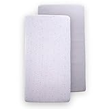 Couleur: Rose, Bleu Clair de Lune Lot de 2 draps imprimés pour lit bébé à barreaux Gris