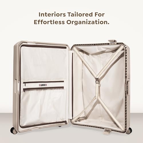 Image of CARLTON Locke Check-in Trolley Bag, 77.5cm | Large | Hardsided Luggage| Smooth 8-Wheel Suitcase| TSA Lock with Anti Theft Zipper | Multipocket Convipack | 5-Year International Warranty (Beige)