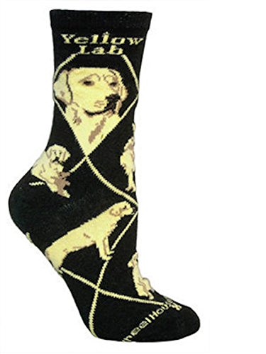 Yellow Lab Retriever Puppy Dog Breed Animal Socks,Black,Shoe: 9-11