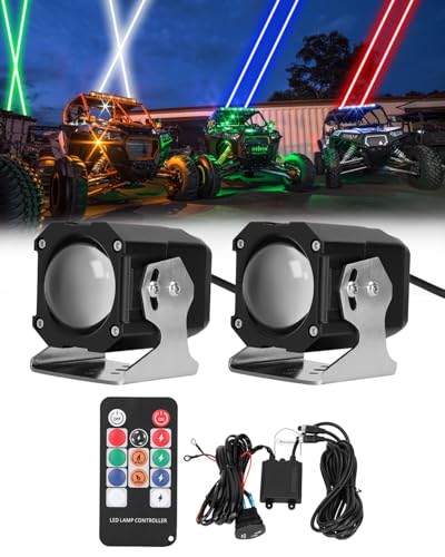 Whipless LED Whip Lights 2 PCS Upgraded Spot Beam Pod Lights 4300 FT Range RGBW Chasing Whipless Whip Light Kit Compatible with UTV ATV Polaris RZR Can-Am Maverick X3 Cfmoto Kawasaki SXS Jeep Truck