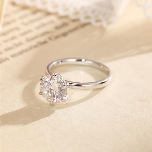 3 Carat Round Cut Moissanite Solitaire Engagement Ring for Women Solid 10K/14K/18K White/Yellow/Rose Gold Simulated Diamond Rings Classic 6-Prong Promise Wedding Rings, D Color, VVS1 Clarity4