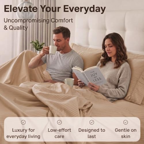 Image of Living Roots Glace Cotton 180 TC Single Bedsheet with 1 Pillow Cover |Single Size 60 x 90 Inches |Soft, Breathable & Durable |Fits Mattress up to 4 Inches |No Colour Bleeding (Beige)