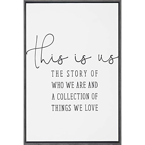 Homekor This is Us Story - The Story of Who We are and A Collection of Things We Love - Inspirational Quotes Framed Wall Art Canvas Print 18 x 12 Cover