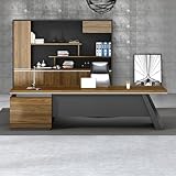 L-förmiger Schreibtisch für Führungskräfte, 180 cm, mit Aktenschubladen und Latera-Schrank, Designbüro für Chef-Manager, Gaming-Tisch, Business-Möbel-Set, Arbeitsplatz