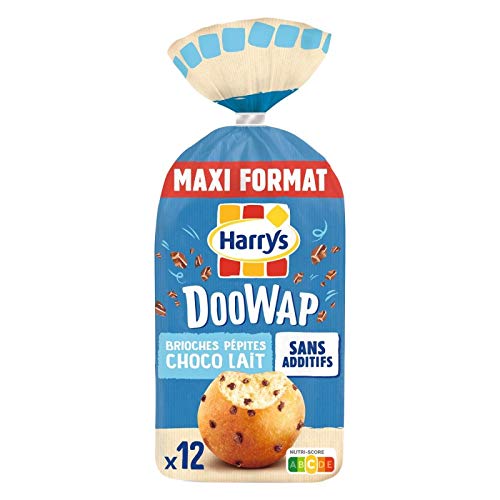 Délicieuses Brioches Doowap sans Additifs, Pépites de Chocolat au Lait - 12 unités (480g) | Idéal pour le Petit-Déjeuner | Marque HARRYS - Le Lot De 3