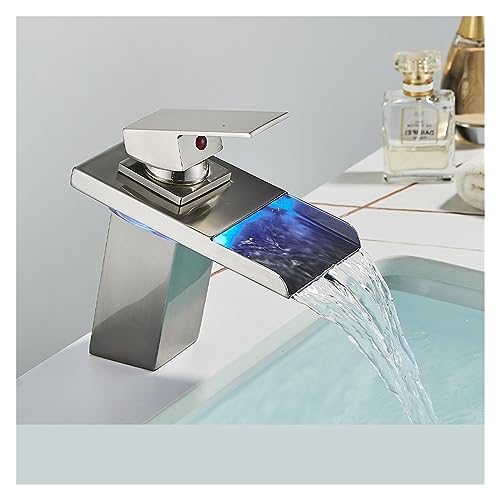 Robinet de bassin LED noir et chromé avec mitigeur eau chaude et froide