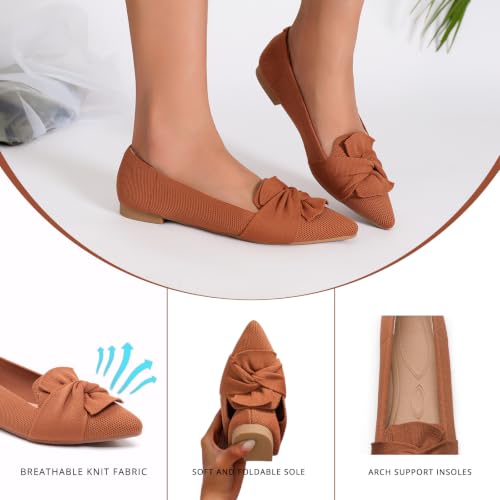 Image of Flats for Women Pointed Toe Knit Foldable Ballet Flat Shoes