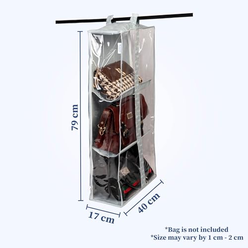Image of HomeStrap Handbag Hangease 3-Layer Bag Organizer Cover (Pack of 2) for Handbags|Transparent Storage Organizer