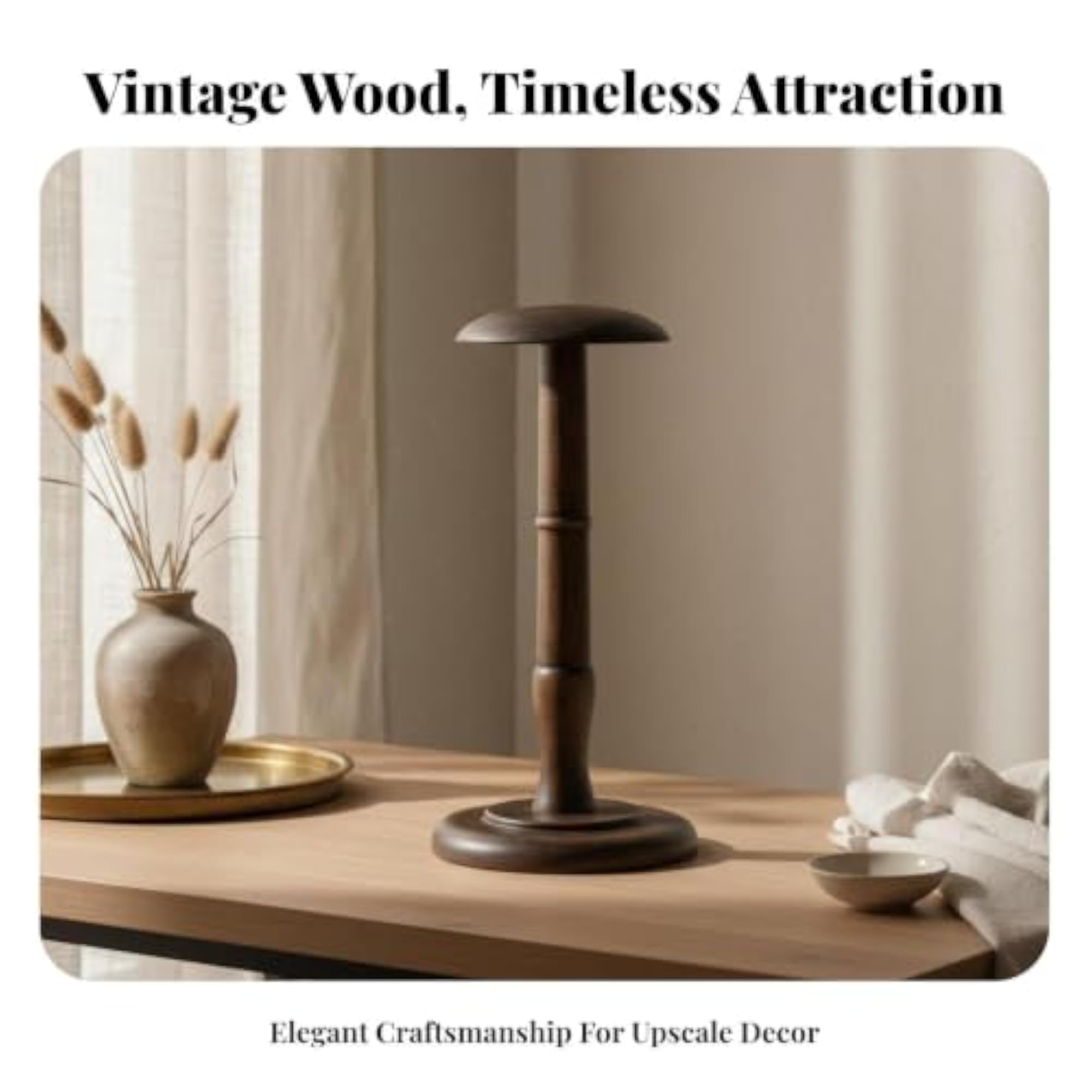 Wooden Hat Stand Decorative Prop Solid Wood Hat Form