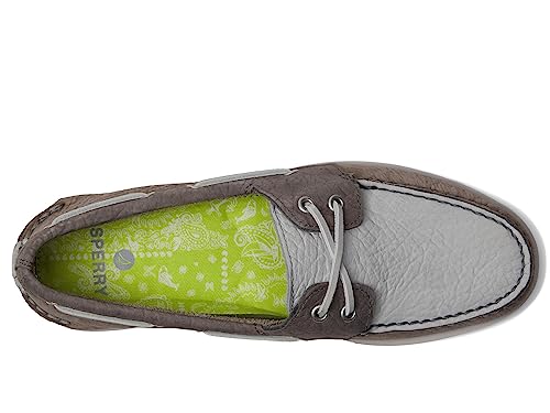 Sperry Sapato náutico masculino autêntico Plushwave com sola dupla, Cinza, 38