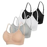 Omisy 4 Pack Bras for Women No Underwire, Padded Sport Bra Support, Comfort Wireless Bralette Adjustable Straps and Hook