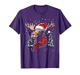 Moose Santa Hat Christmas Pajama Funny Moose Xmas T-Shirt