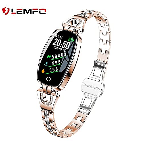 BZYZ Smart Horloge Dames 2021 voor Android iOS Waterdichte Fitness Armband Dames Smartwatch Slaap Hartslagbewaking Gift H8, (Kleur: H8 pro Gold) (Kleur: Zilver) (Goud) - Afbeelding 3
