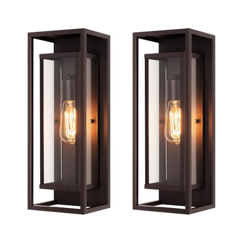 Image of mirrea 18 inch Modern Outdoor Porch Wall Light, Oil Rubbed Bronze, 2 Pack