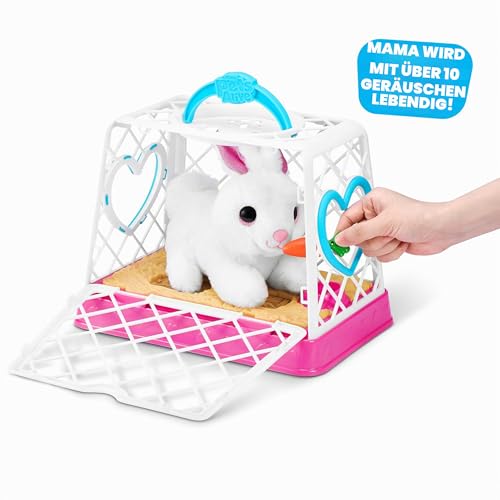 Pets Alive Mommy Bunny Surprise von ZURU, realistischer, elektronischer Plüschhasen-Roboter, Überraschungsspielzeug für Kinder.