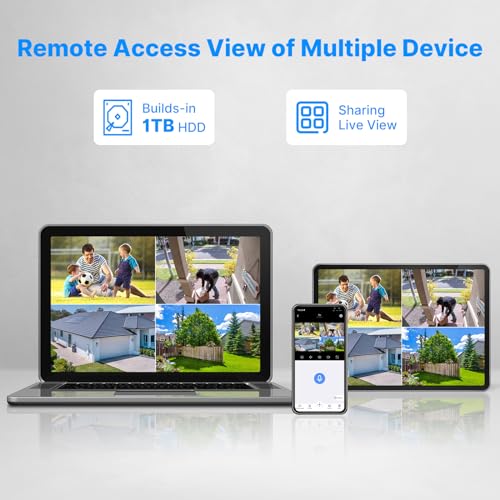 【5MP PTZ+1TB HDD】 Hiseeu 5MP WLAN Überwachungskamera Set Aussen mit 10CH Wireless NVR,4x5MP PTZ Wi-Fi Kamera Aussen mit 2-Wege Audio,Farbe Nachtsicht,Fernanzeige,1TB Festplatte Inklusive