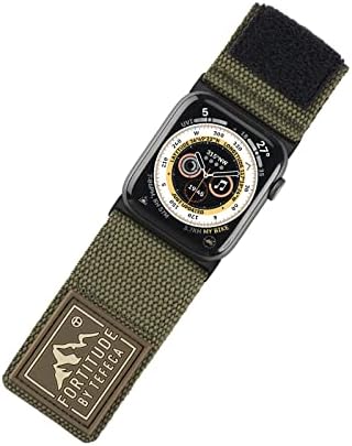 Tefeca Fortitude Series Adjustable Band for Apple Watch/Apple Watch Ultra(Ultra Wide Army Green Canvas, 49mm/45mm/44mm/42mm)