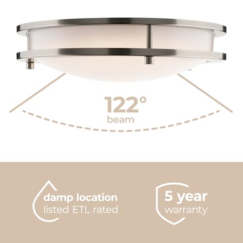 Builder Essential Axis LED 10in Round Flush Mount 16W 1,100 Lumens with 5-CCT Selectability 2700-3000-3500-4000-5000K in Brushed Nickel - Image 4