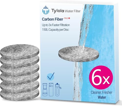 MicroDisc Water Filter Replacement Discs 6-Pack for Brita Fill & Go Bottles & Carafes Carbon Fibre Wrapped Fast Flow 5 Micron Filtration Reduces Chlorine & Improves Taste