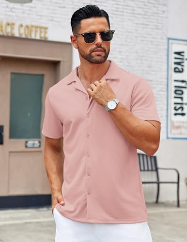 COOFANDY Men's Casual Shirts Short Sleeve Button Down Shirts Wrinkle Free Summer Shirt2