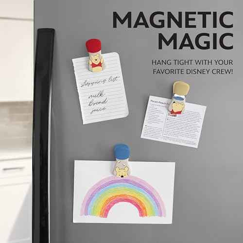 Image of Disney Winnie the Pooh Magnetic Chip Clips, Set of 6 | Airtight food storage bag clips for snack, cereal, and coffee bags, great for pantry and fridge, magnet displays kids artwork