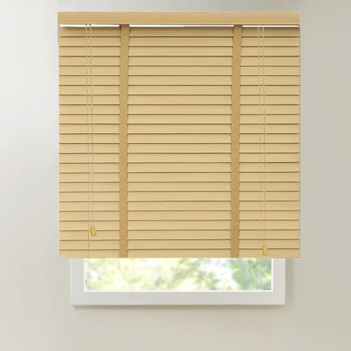Persianas venecianas de madera, cortinas de privacidad que filtran la luz, persianas horizontales de listones de madera maciza de 50 mm para ventanas, revestimientos versátiles para ventanas