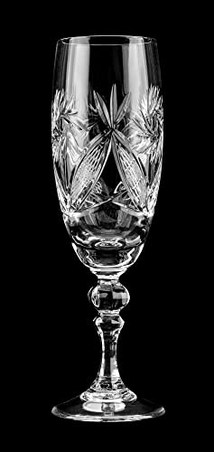 Neman 6 Russian Cut Crystal Champagne Glasses On A Stem 200Ml/6.8Oz Hand Made #TOP3
