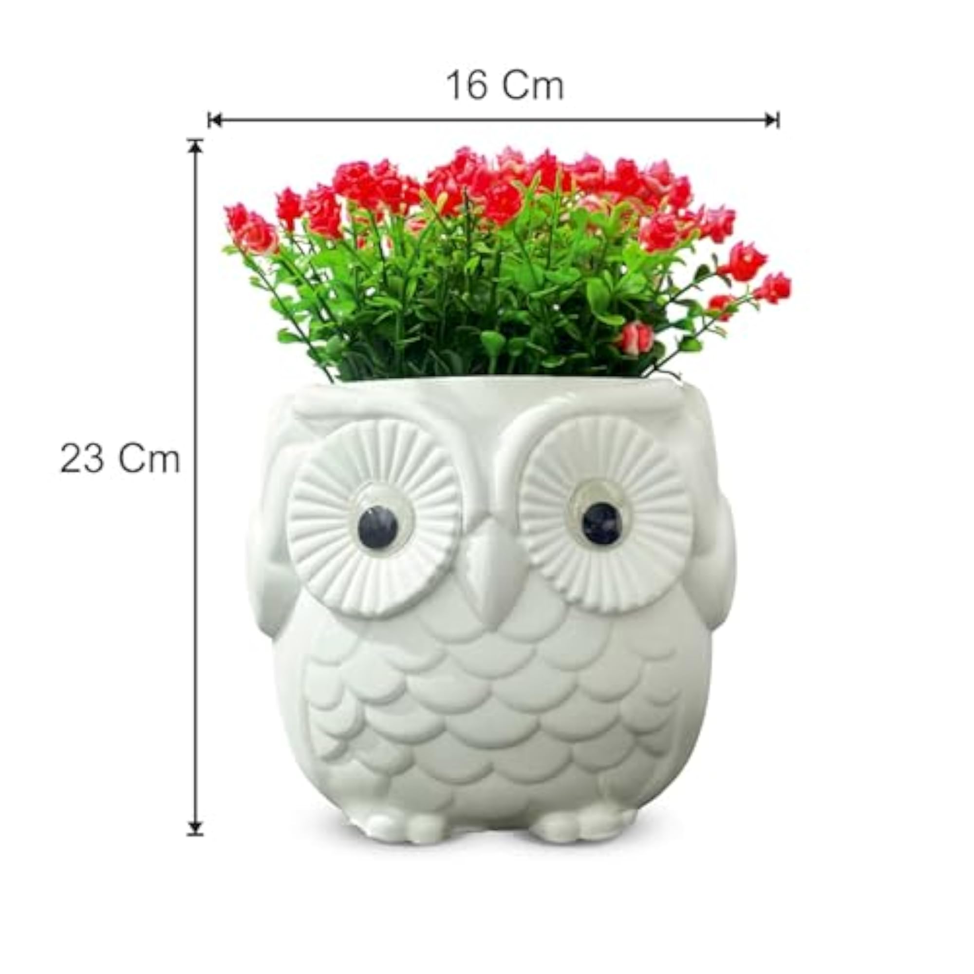 Stylish Artificial Owl Pot with Faux Flower for Home Decor