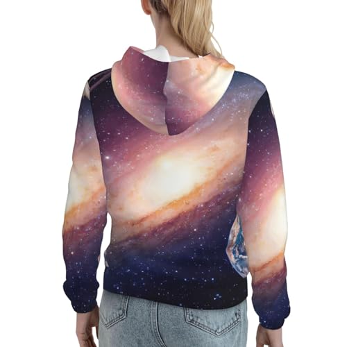 Pull univers spatial imprimé galaxie ajusté à capuche - 4