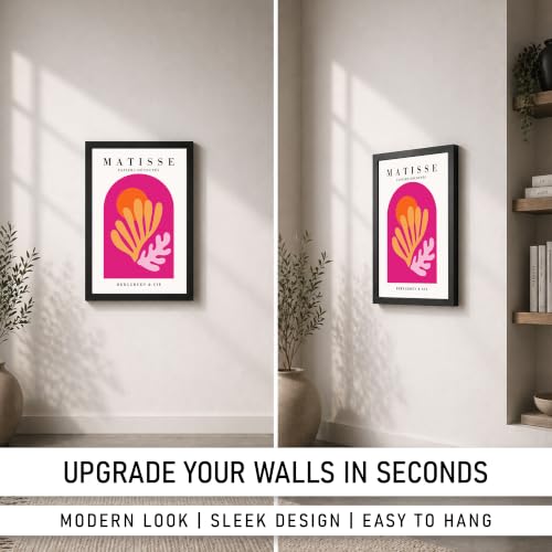 Image of Abstract Cut-Outs Premium Framed Wall Poster (12x18 Inch) | Pink Orange & Cream Botanical Wall Art | Modern Colorful Aesthetic Decor for Bedroom, Living Room, Office & Workspace | Ready-to-Hang Frame