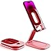 OMOTON Desktop Cell Phone Stand [Updated Solid Version], Advanced 4mm Thickness Aluminum Stand Holder for Switch, Mobile Phone, iPhone 11 Pro Xs Max Xr, Red