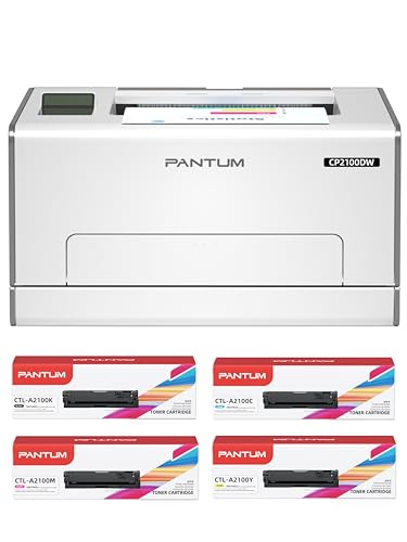 PANTUM CP2100DW Impresora Láser Color + 4 Cartuchos de Tóner CTL-A2100 (HK 3000 Páginas, HC/HY/HM 2500 Páginas Cada Uno) Combo de Kit Completo