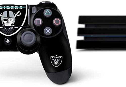 Skinit Decal Gaming Skin Compatible with PS4 Pro Console and Controller Bundle - Officially Licensed NFL Las Vegas Raiders Large Logo Design