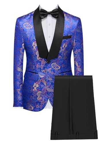 Costume deux pièces homme en jacquard avec veste un bouton pour banquet