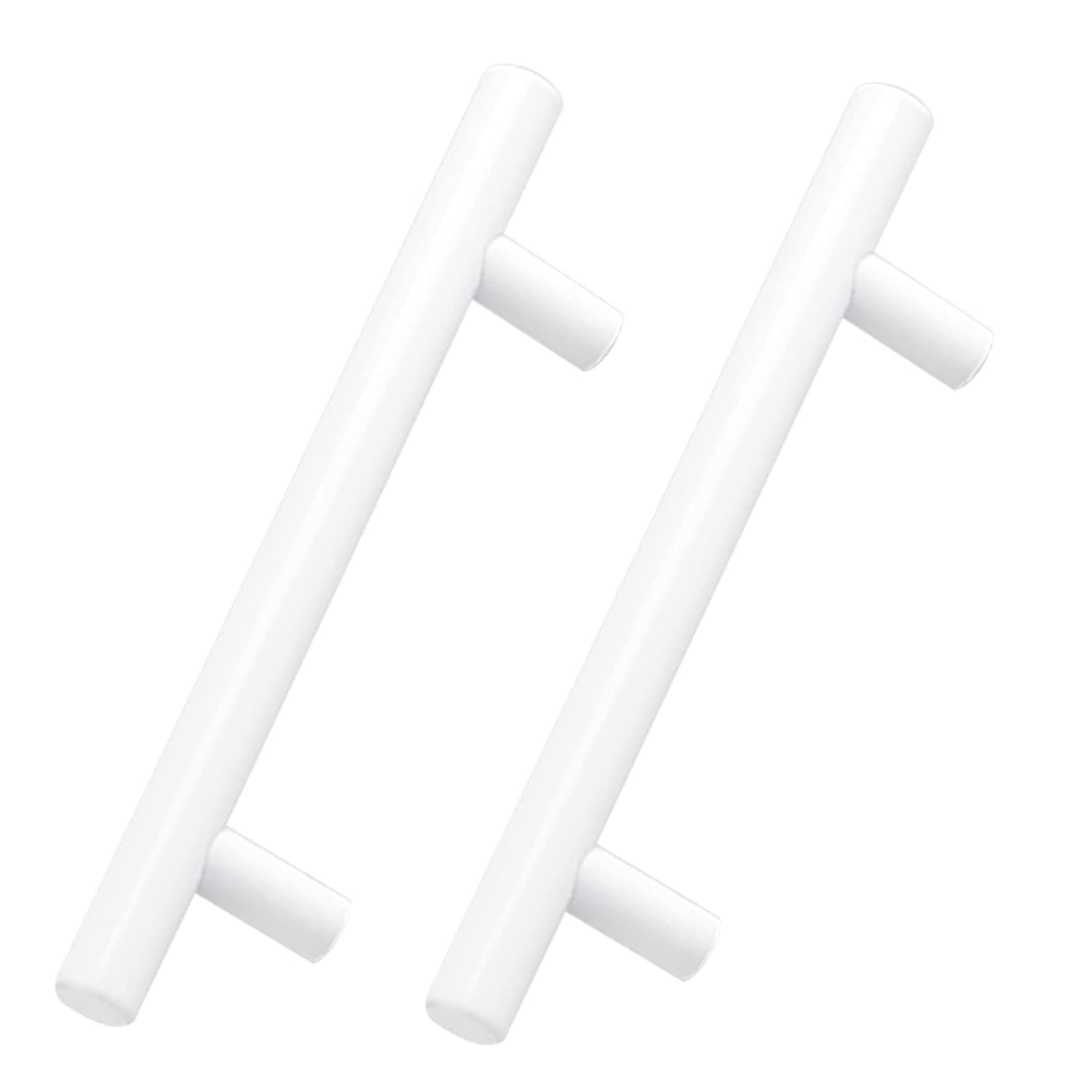 Dswzlqdxb White 2 Pack Cabinet Pulls Aluminum Alloy T Bar Cupboard Knobs Door Handles Kitchen Door Levers Bright For Bathroom,Closet,Wardrobe,Furniture Hardware (Hole Distance 160Mm)