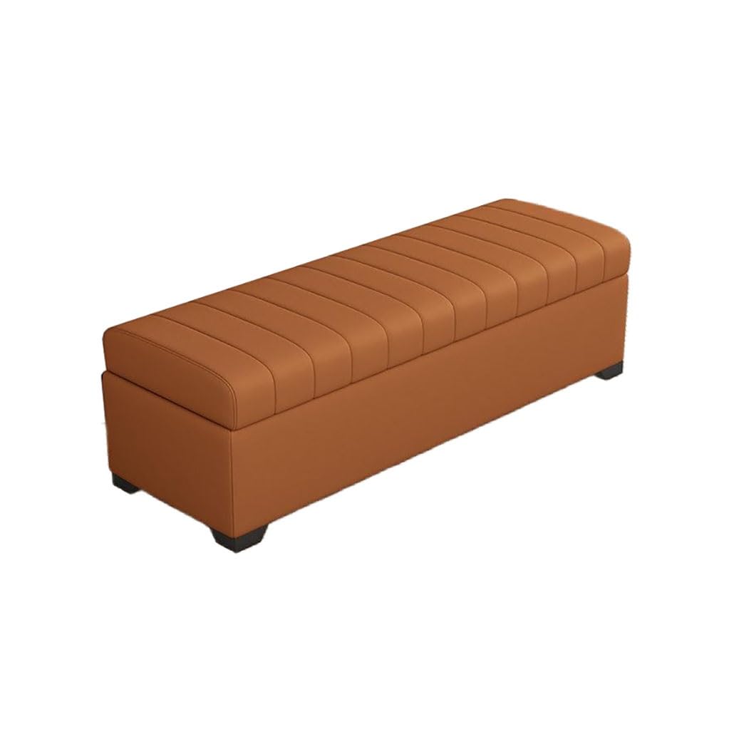 SXZenSpace Storage Benches End Of Bed Bench Large Upholstered Ottoman With Shoe Cabinet For Bedroom Entryway Closet(Brown,70x40x40cm)