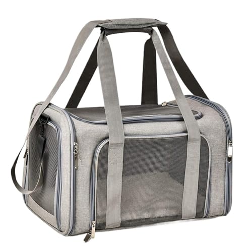 犬用キャリーバッグ ソフトサイドバックパック 猫用ペットキャリア 犬用旅行バッグ 小型犬・猫用 持ち運び便利(Gray,40cm 25cm 25cm)