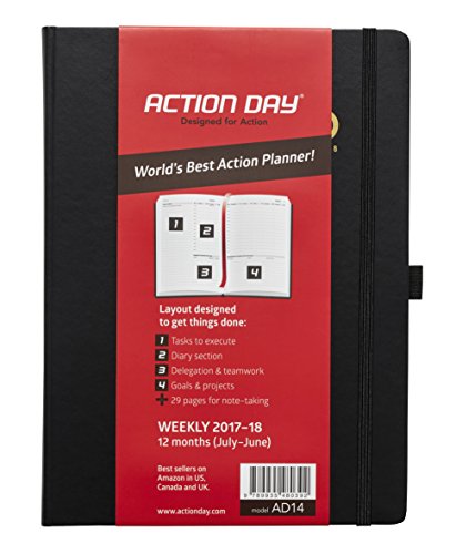 Clearance Sale! - Action Day Academic Planner 2017-18 - World's Best Action Planner - Action Layout That Gets Things Done - Weekly Planner & Goal Journal (8x11,Thread-Bound,Black)