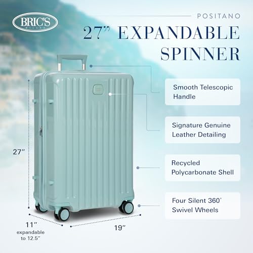 Bric's Positano 27-Inch Spinner - Expandable Luxury Checked Luggage With Spinner Wheels - Lightweight Suitcases Made From Durable Polycarbonate - Comes with Protective Cover - Light Blue2