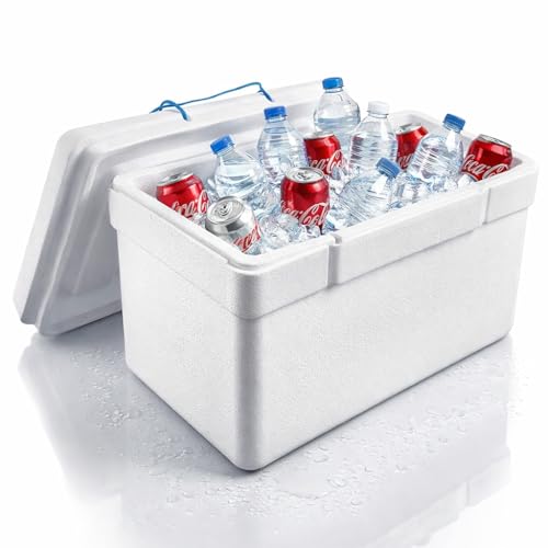 Neveras de Acampada, Nevera de Poliestireno, Nevera Porta alimento con cordón, Ideales para Salidas al Campo, a la Playa, a Fiestas o al Trabajo, 518 Largo x 307 Ancho x 292 Alto, 25 litros