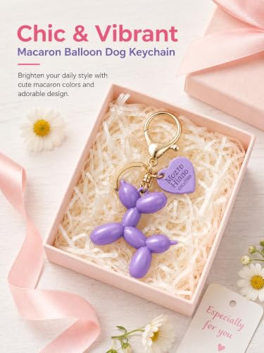 Image of Balloon Dog Keychain Bulk, 8 Pack Cute Keychains for Women | Keychain for Bags, Backpack Purse Charms, Handmade Key Chain for Keys, Carabiner Zipper Pull, DIY Craft Decoration