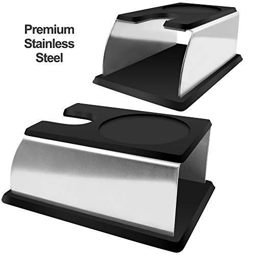 Coffee Temper Stand, DLAND Sturdy Stainless Steel Tamping Stand for Coffee Machine and Coffee Tamper Storage Base with Mat Hand Coffee Tampers Accessories