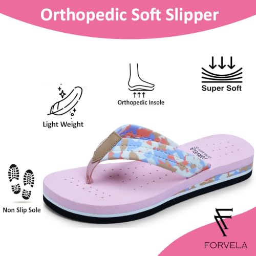 Image of FORVELA Camo Design Ortho Doctor Slipper for Women and Girls' Bathroom House Home Daily Use Dr. Chappal Orthopedic Diabetic Comfort Soft Flip flops