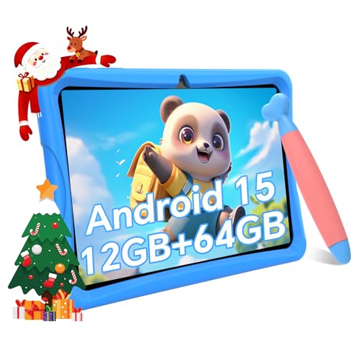 TABWEE Kinder Tablet 10 Zoll, Android Tablet Kinder ab 3-14 Jahre, 12GB RAM + 64GB ROM + 2TB Erweiterbar, WiFi, Widevine L1, 5000mAh, Quad Core, Elterliche Kontrolle, Kids Tablet mit Eva Case