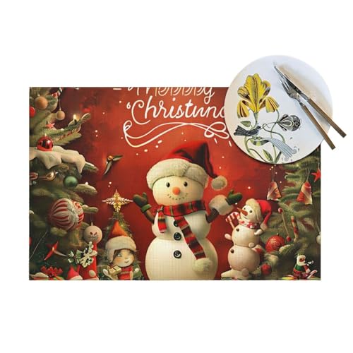 Sets de table Noël lavables et résistants à la chaleur en PVC
