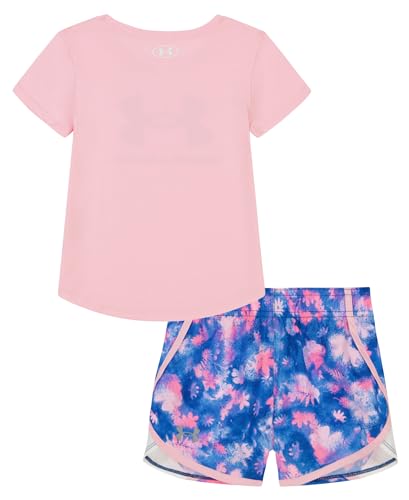 Image of Under Armour Girl's 2-piece Short Sleeve Tee and Shorts Set, Lightweight and Comfortable
