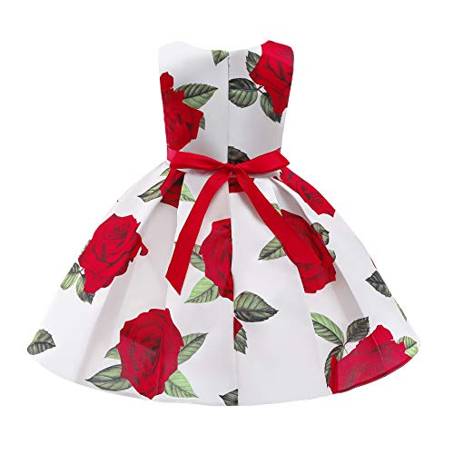 Girls Dress Retro Flower Print Dress Children's Dress Party Performance Dress Elegant Dresses3
