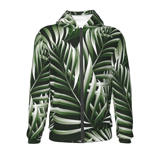 Tropical Palm Leaves1 Kid Hoodies Boys Zip Up Sweatshirts Girls Pullover with Pocket2