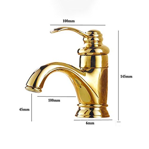 Robinet eau chaude et froide doré mitigeur rétro pour lavabo vasque - 3